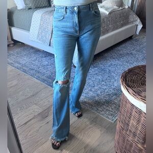 Zara distressed medium wash jeans